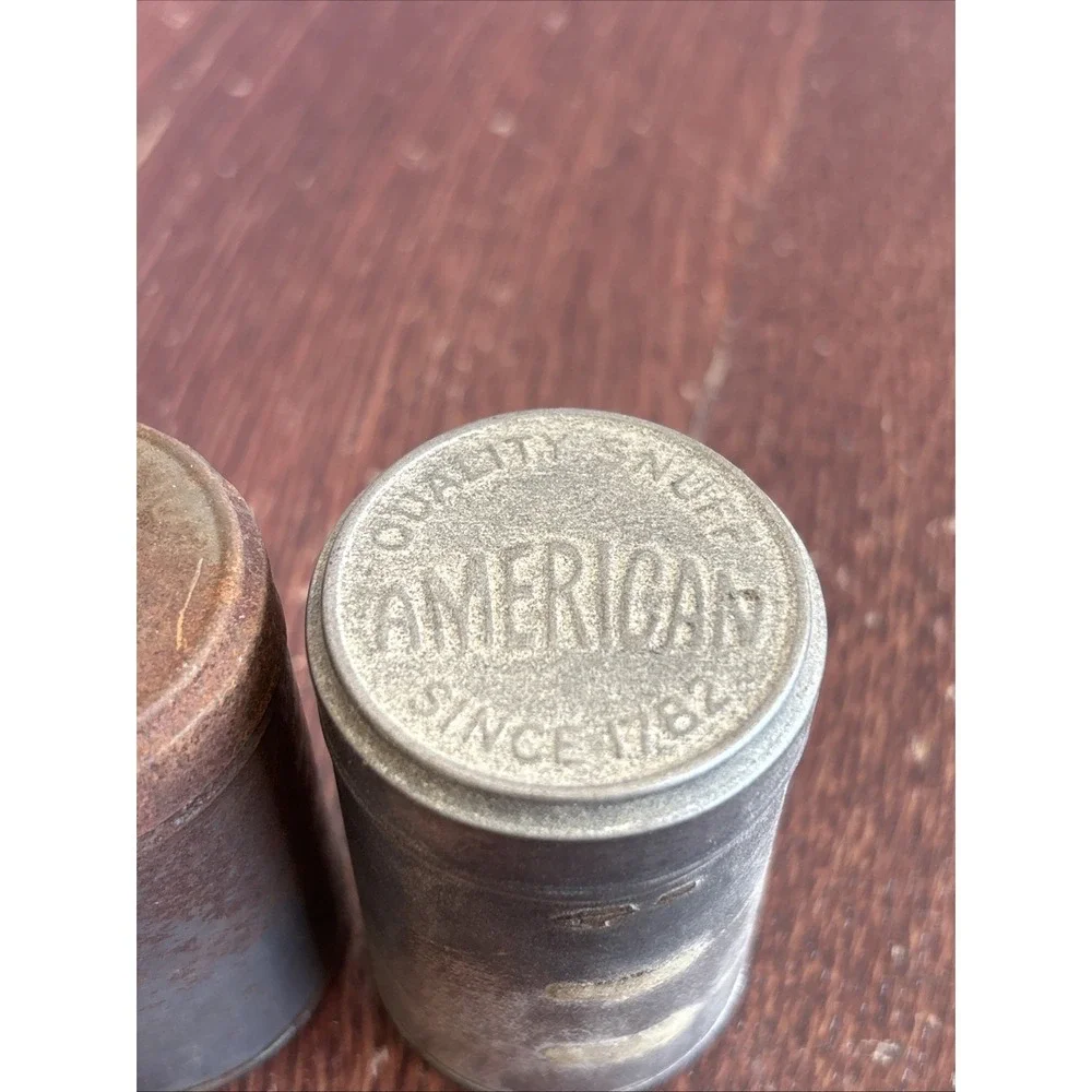 American Quality Snuff‎ Tin Since 1782 Early Tobacco Collectible Can w/Lid Lot-4